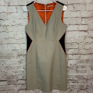 Tahari Color clock Khaki Black Orange Dress Size 8